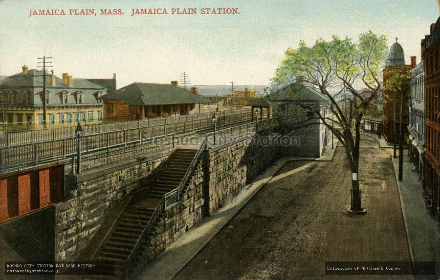 Postcard: Jamaica Plain, Massachusetts.  Jamaica Plain Station
